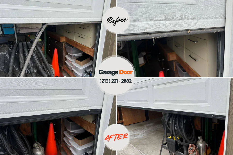 Before and after: garage door repair Alexander City, AL